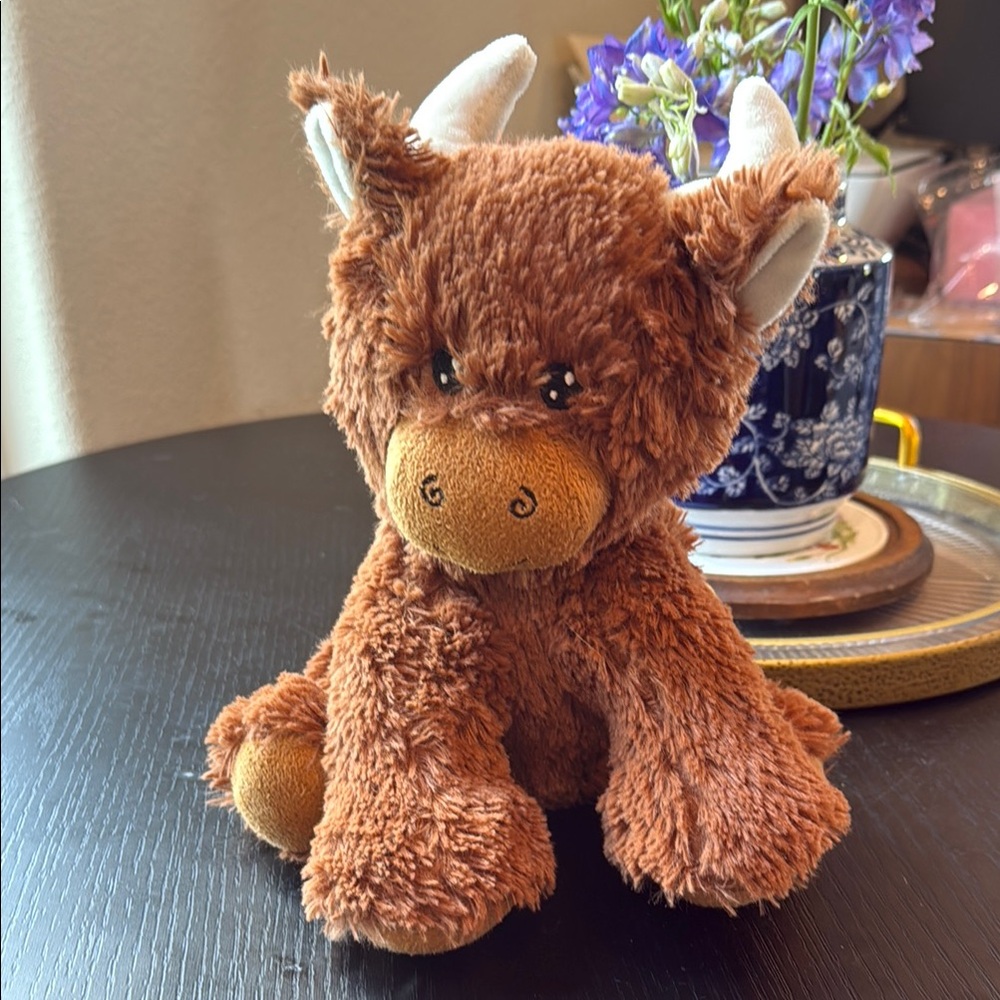 Adorable Brown Highlander Plush Bull Toy